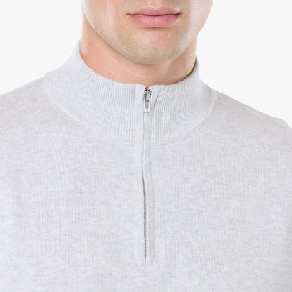 Knit 1/4 Zip Funnel Neck | Grey Marl