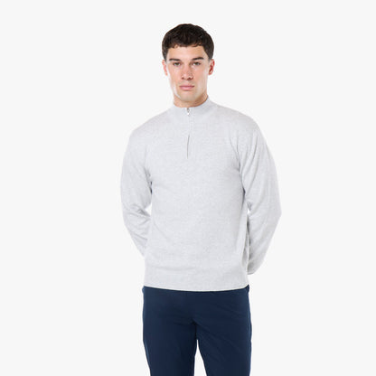 Knit 1/4 Zip Funnel Neck | Grey Marl