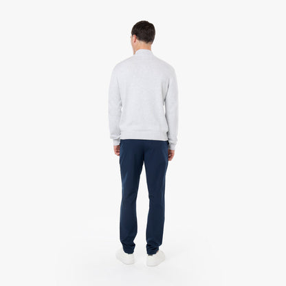 Knit 1/4 Zip Funnel Neck | Grey Marl