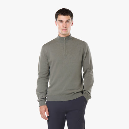 Knit 1/4 Zip Funnel Neck | Olive