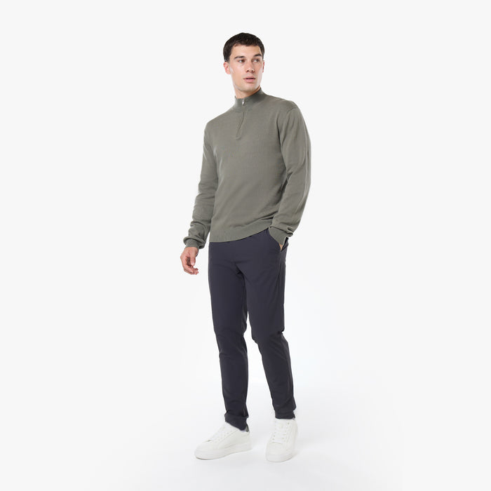 Knit 1/4 Zip Funnel Neck | Olive