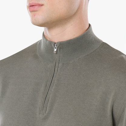 Knit 1/4 Zip Funnel Neck | Olive