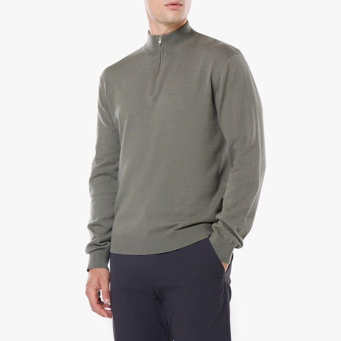 Knit 1/4 Zip Funnel Neck | Olive