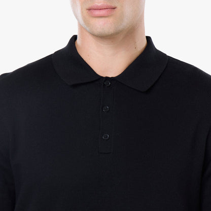 Knit Long Sleeve Polo | Black