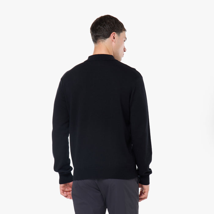 Knit Long Sleeve Polo | Black