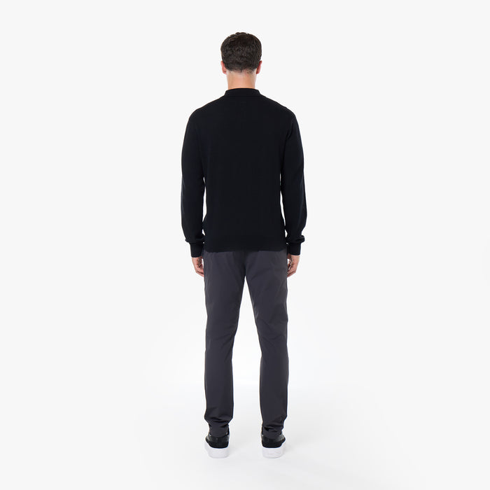 Knit Long Sleeve Polo | Black