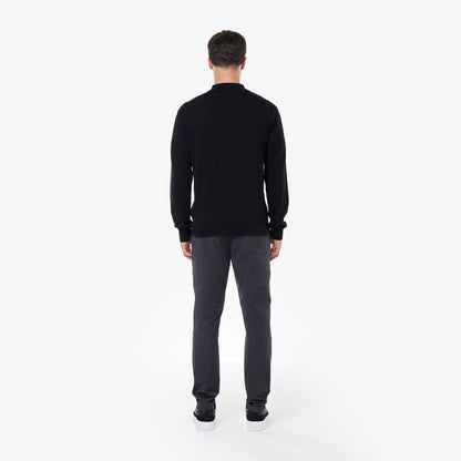 Knit Long Sleeve Polo | Black