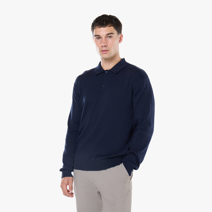 Knit Long Sleeve Polo | Navy