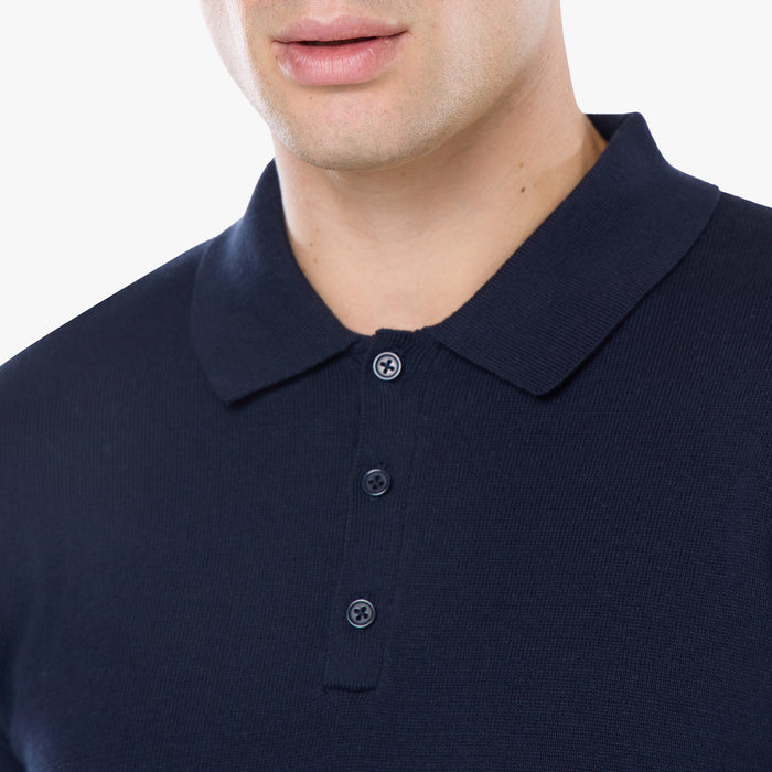 Knit Long Sleeve Polo | Navy