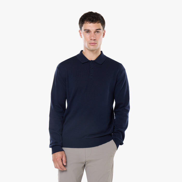 Knit Long Sleeve Polo | Navy
