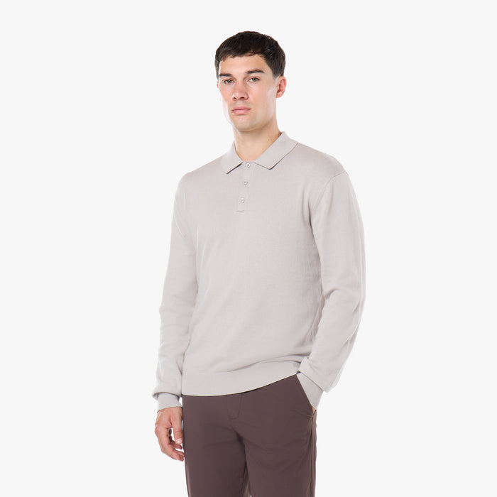 Knit Long Sleeve Polo | Stone
