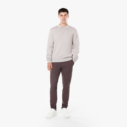 Knit Long Sleeve Polo | Stone