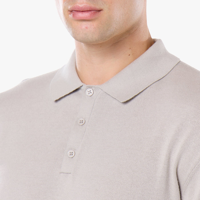 Knit Long Sleeve Polo | Stone