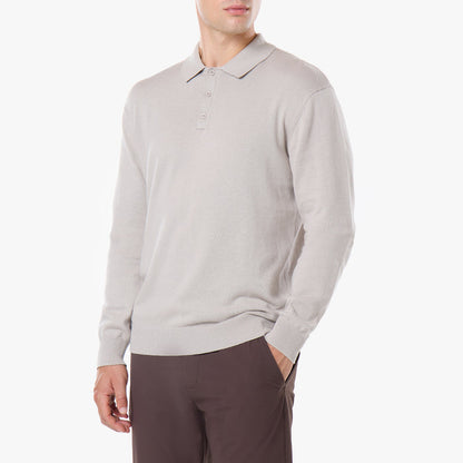 Knit Long Sleeve Polo | Stone