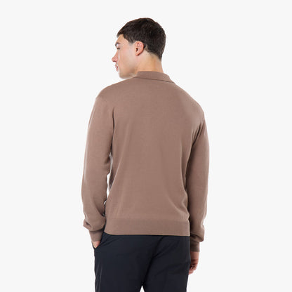 Knit Long Sleeve Polo | Warm Brown