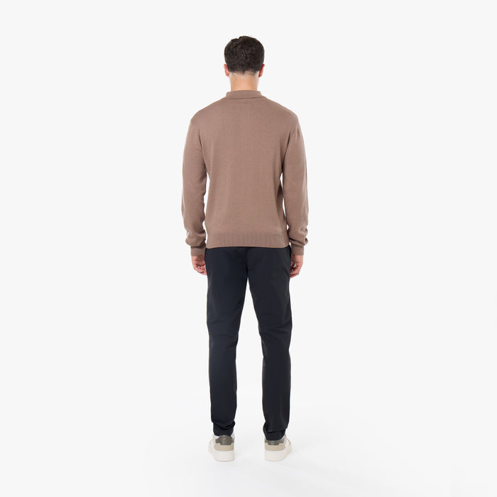 Knit Long Sleeve Polo | Warm Brown