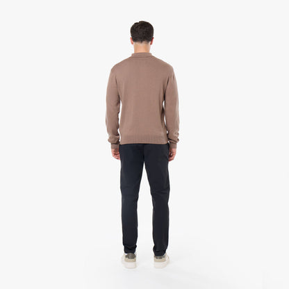 Knit Long Sleeve Polo | Warm Brown