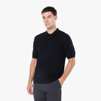 Knit Short Sleeve Polo | Black