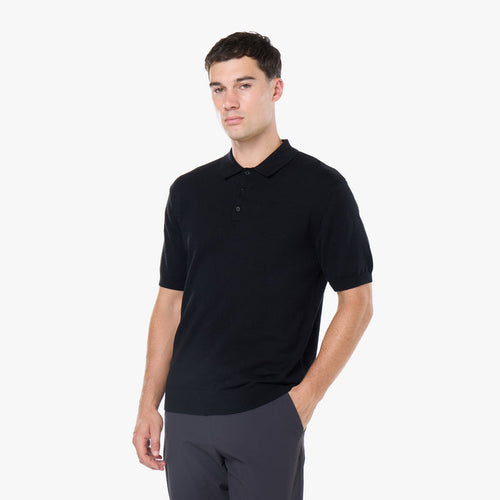 Knit Short Sleeve Polo | Black