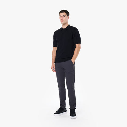 Knit Short Sleeve Polo | Black