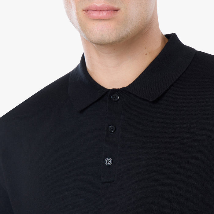 Knit Short Sleeve Polo | Black