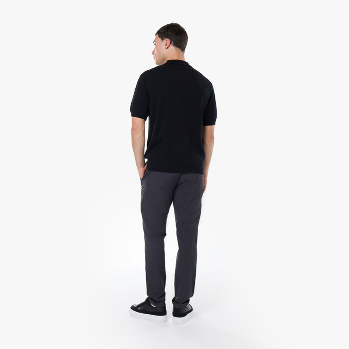 Knit Short Sleeve Polo | Black
