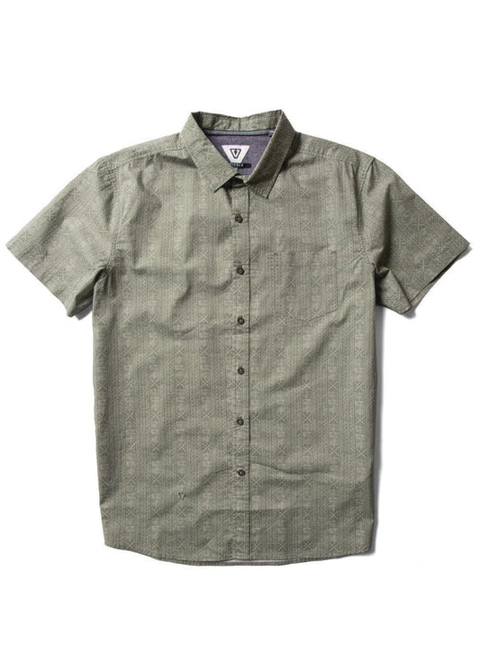 Vissla Langebaan Eco Woven shirt, green organic cotton men’s short sleeve button up size XXL