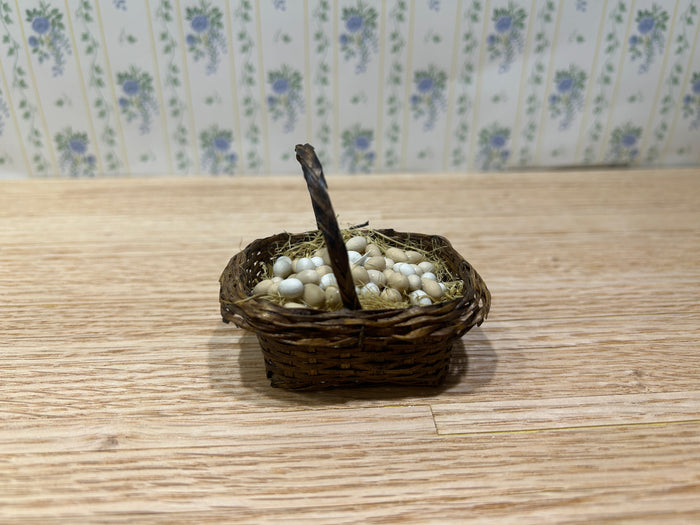 Large Basket of Eggs in Woven Basket