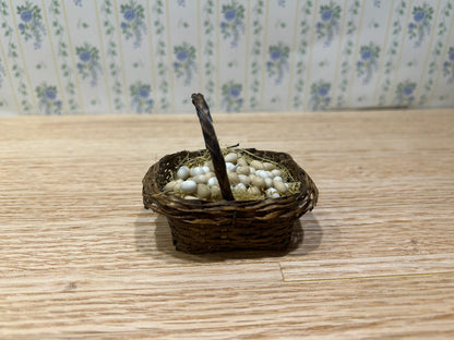 Large Basket of Eggs in Woven Basket