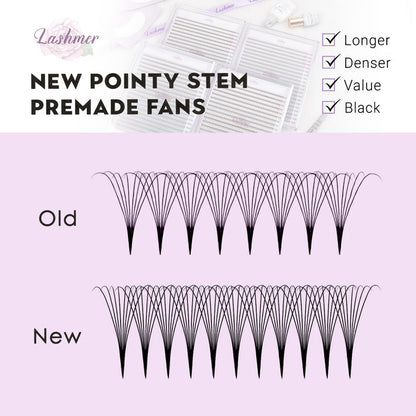 Lashmer 10D Ultra Dark Pointy Narrow Fans (900 Fans) - Lashmer