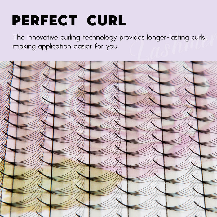 XL tray-Short Stem Premade Fans | Lashmer | C, D Curl--10D - 20 Lines - 480 Fans, Ultra Black - Lashmer