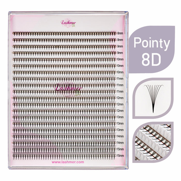Lashmer 8D Ultra Dark Pointy Narrow Fans (900 Fans) - Lashmer
