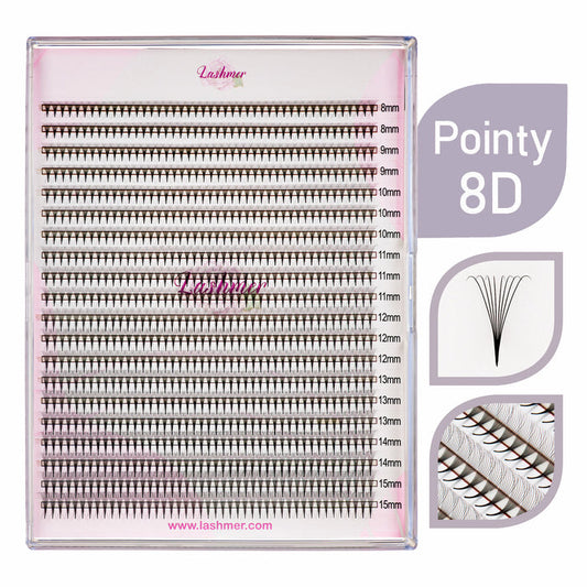 Lashmer 8D Ultra Dark Pointy Narrow Fans (900 Fans) - Lashmer