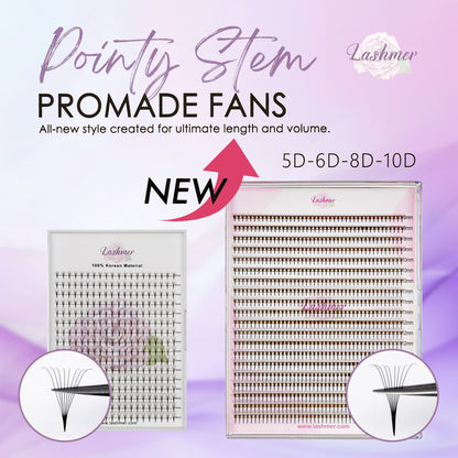 Lashmer 8D Ultra Dark Pointy Narrow Fans (900 Fans) - Lashmer