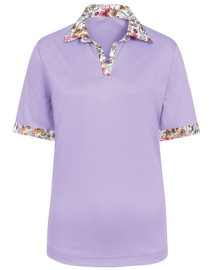 Laura Cotton Trimmed Short Sleeve Polo Top - Image 2 - Country Collection