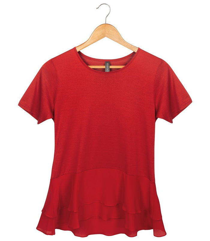 Women's Silkspun Judy Top in Sunset Red