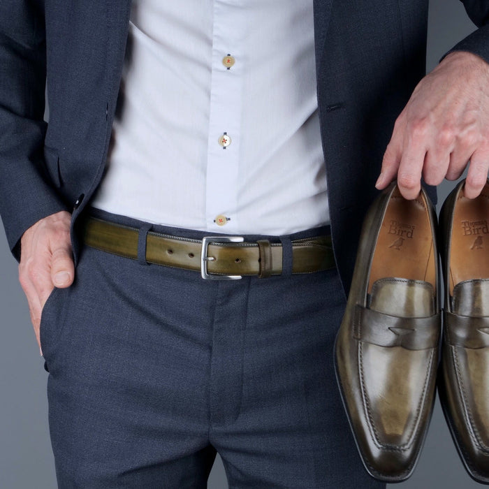 Leather Belt Olive Green