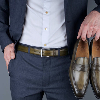 Leather Belt Olive Green