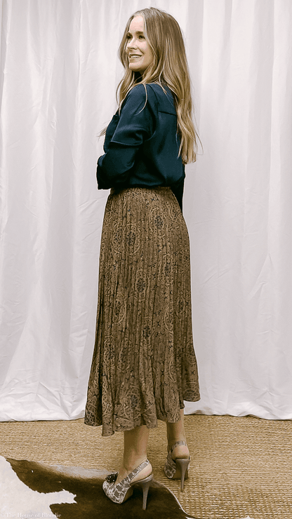 Letizia Pattern Print Midi Pleated Skirt by www.thehouseofblondie.com