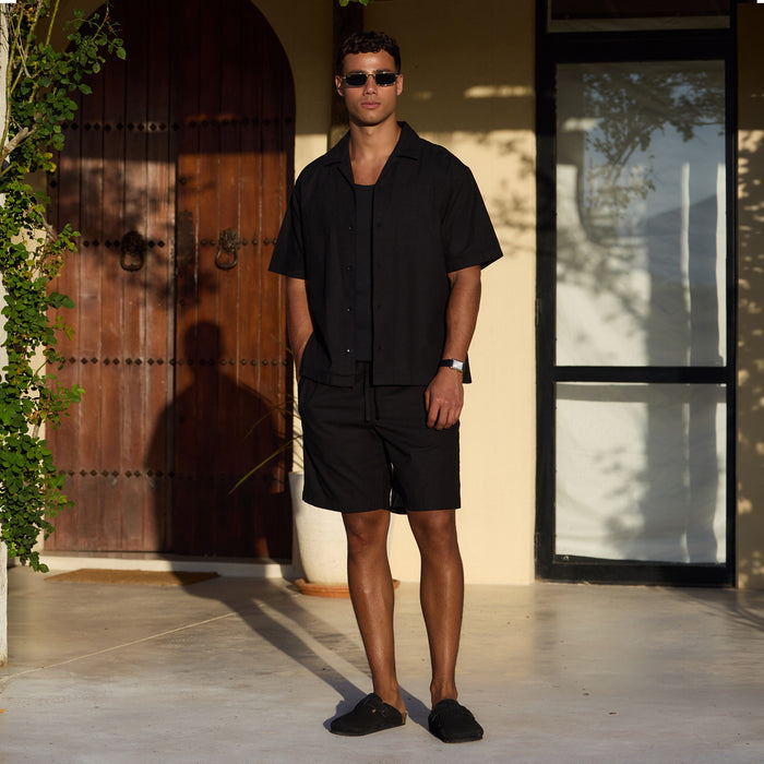 Linen Blend Short | Black