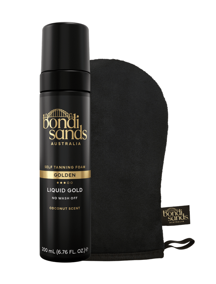 Liquid Gold Self Tanning Foam & Application Mitt Bundle