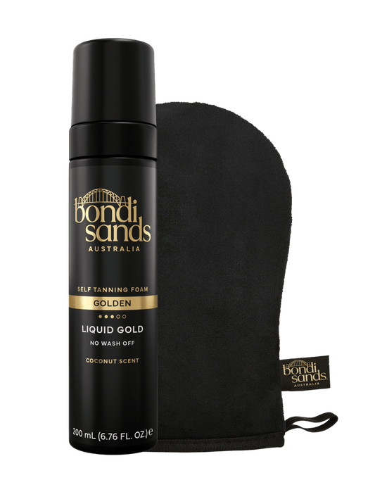 Liquid Gold Self Tanning Foam & Application Mitt Bundle