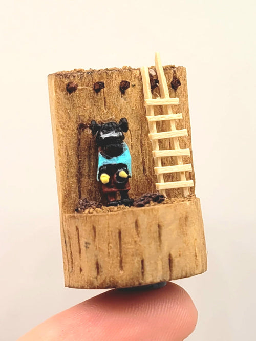 Little Figurine in Wood Stump Toy