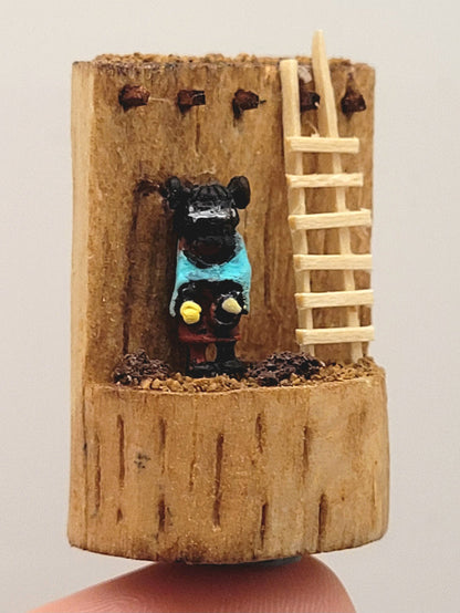 Little Figurine in Wood Stump Toy