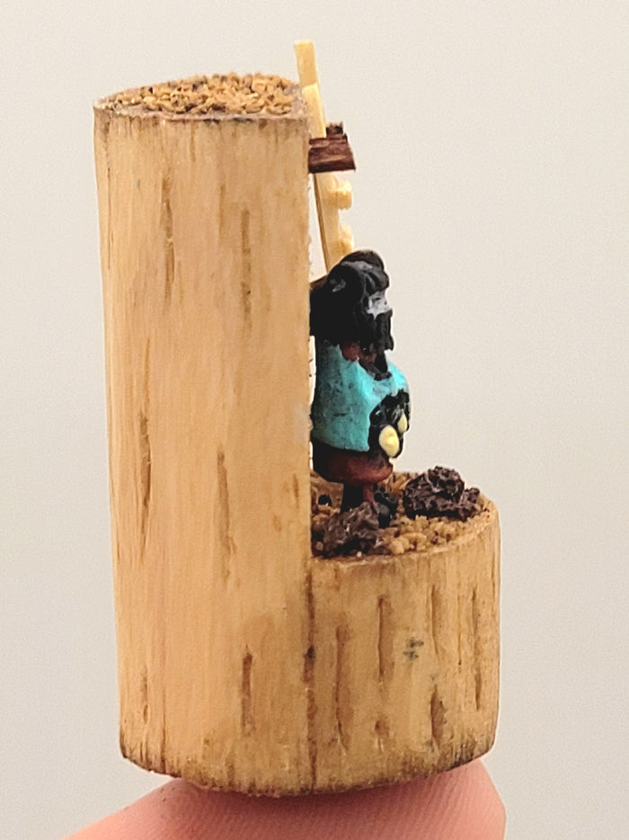 Little Figurine in Wood Stump Toy