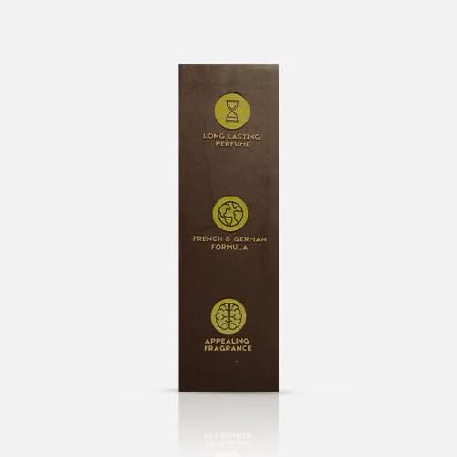 A 100ml bottle of Divin Scent Mystic Eau De Parfum placed on a wooden surface with fresh lime slices, lychee, and blooming flowers, symbolizing the perfume’s citrus, floral, and woody fragrance blend.