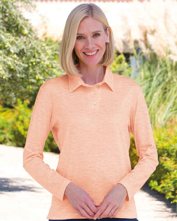 Long Sleeve Leisure Polos - Canteloupe - Country Collection