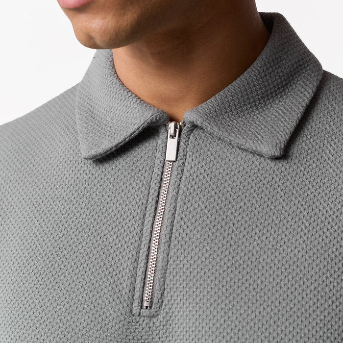 Long Sleeve Textured Polo | Olive