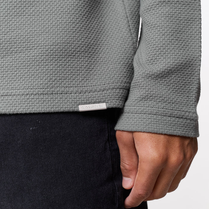 Long Sleeve Textured Polo | Olive