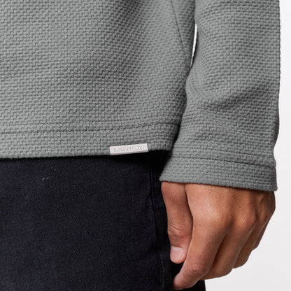 Long Sleeve Textured Polo | Olive